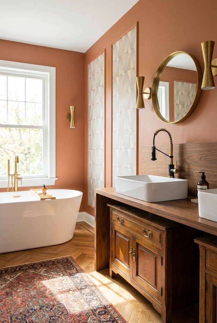 Orange bathroom decor rustic peccolehouse
