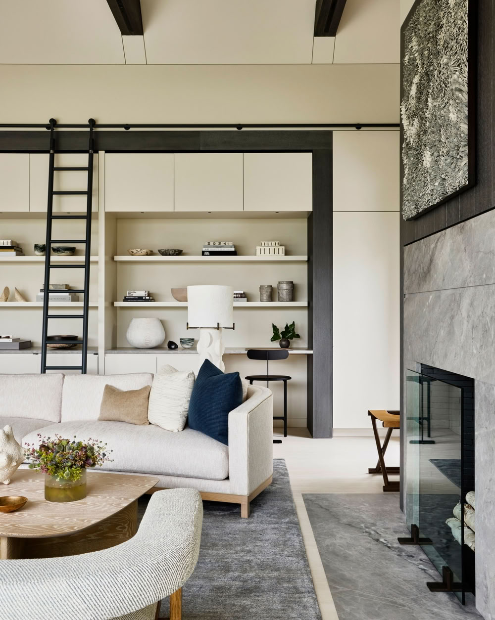 Living room storage cabinets with ladder @workshopapd