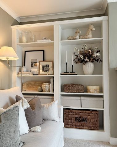 Living room storage shelving built in athomewithemilie