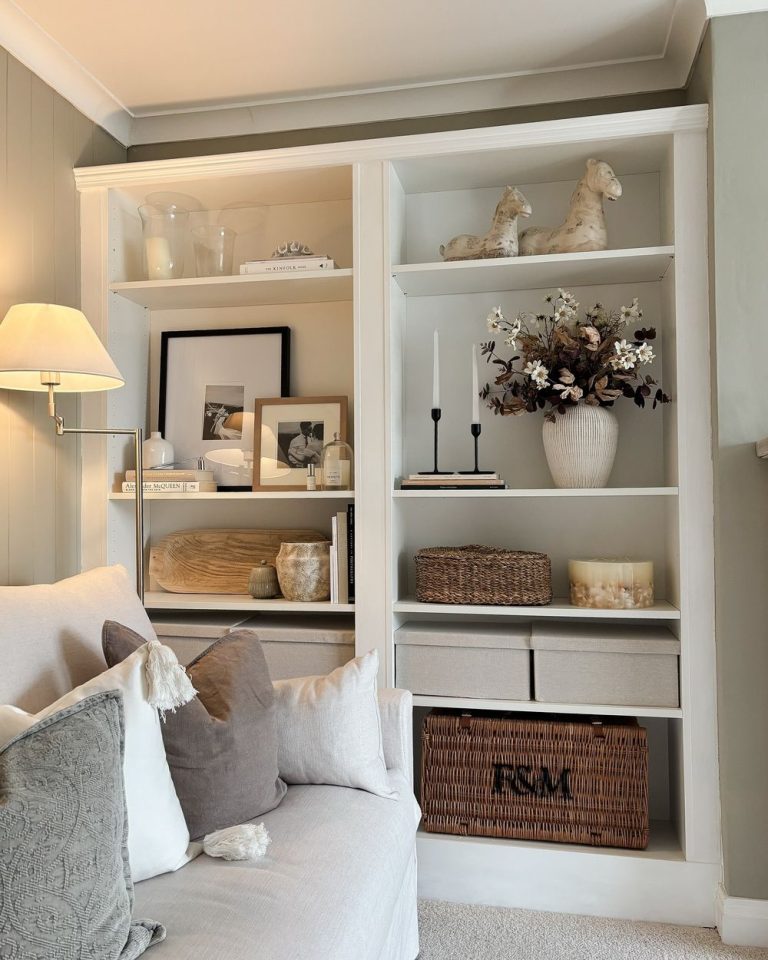 Living room storage shelving built in athomewithemilie