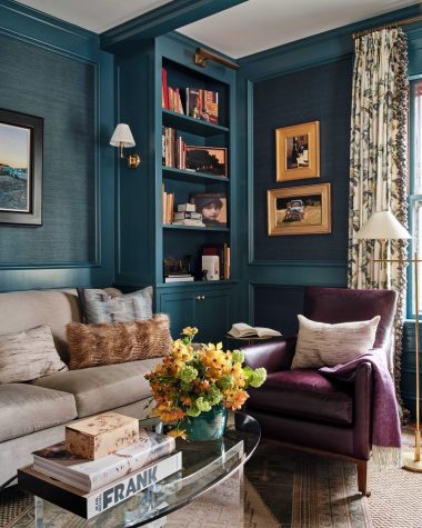 Teal Living room design @robingannoninteriors