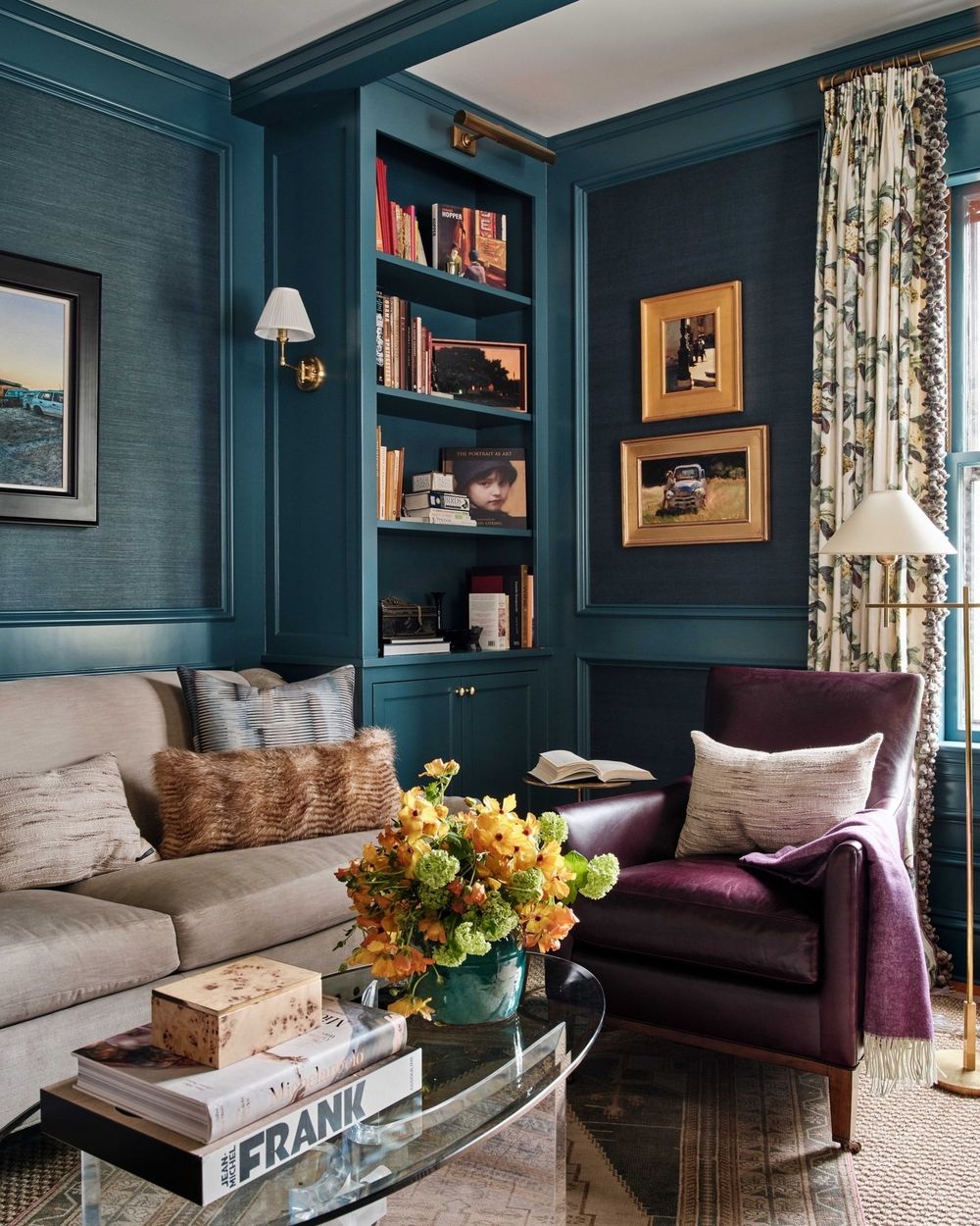 Teal Living room design @robingannoninteriors